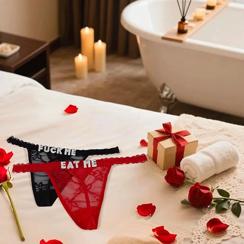2-Pack Personalized Thongs with Custom Name, Women’s Rhinestone Thong Panties, Romantic Underwear with Customized Letters, Unique Gift for Girlfriend, Anniversary, Valentine’s Day3