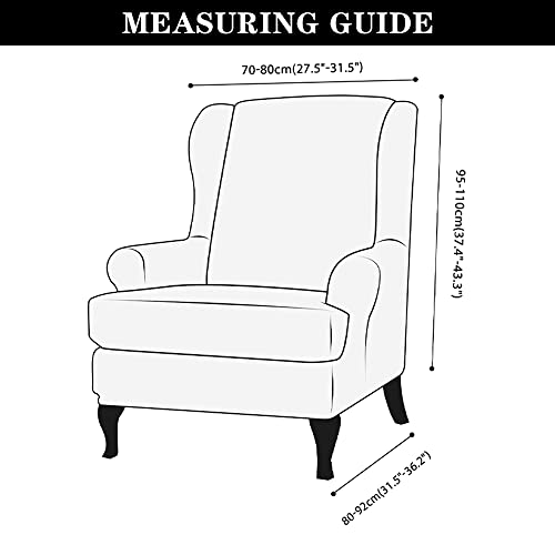 Wing Chair Slipcovers, 2 Piece Geometric Printed Wingback Chair Cover Stretch Spandex Armchair Covers With Elastic Bottom For Living Room Bedroom (Yellow) #TOP5