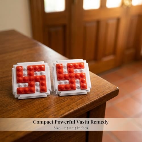 Image of Plus Value Red Swastik Pyramid 2.5 Pair Vastu Remedies for Home Office Main Door Entrance Temple Tijori Cash Box Important Files Electronics (2pcs)