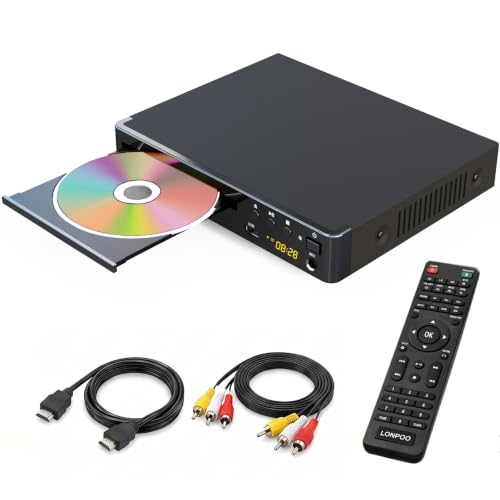 Image of LONPOO Region Free DVD Player for TV 1080P Upscaling HDMI USB MIC Compact