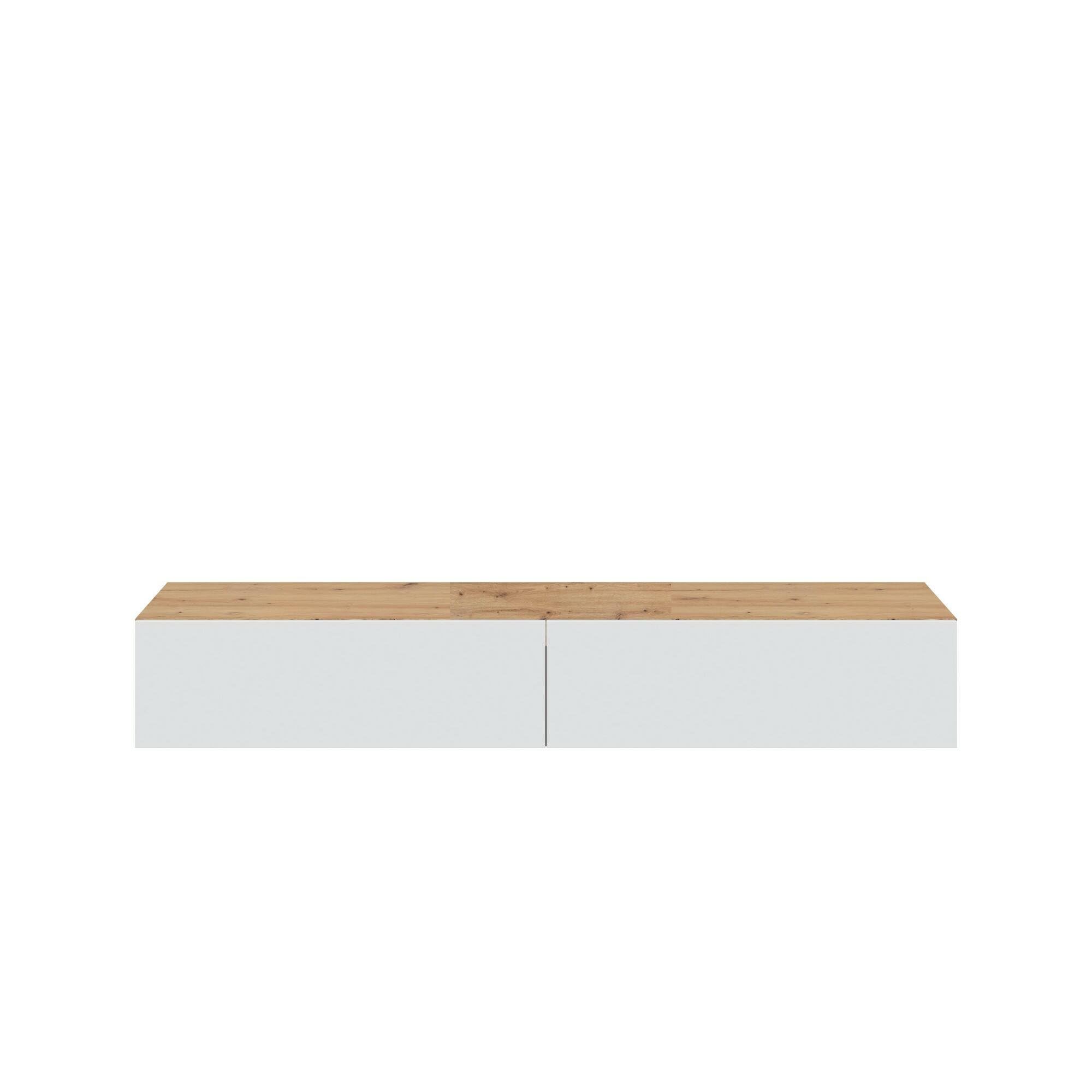 Dmora - Mobile porta TV Vincennes, Porta TV a 2 ante, Mobile sospeso soggiorno, 180x35h28 cm, Rovere Nodi e Bianco