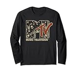 Mademark x MTV - MTV Rock n Roll Music Hard Heavy Metal Skull Guitar Vintage Long Sleeve T-Shirt