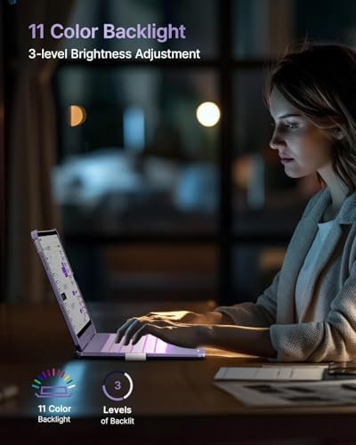 Image of typecase Touch Keyboard for iPad Pro 11 (M5 /M4) with Multi-Touch Trackpad, 11 Colors Backlit, 360 Rotatable Case, Pencil Holder- Light Purple'26 (* NOT for Pro 11 (M2), A16(11th), Air 11 (M3 /M2))