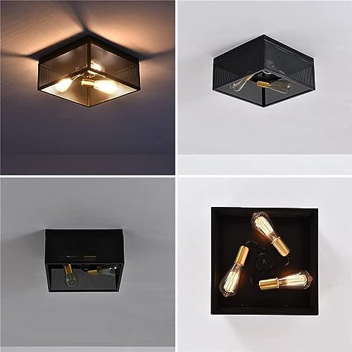 Luces de techo cuadradas negras con pantalla de malla de hierro para comedor 6