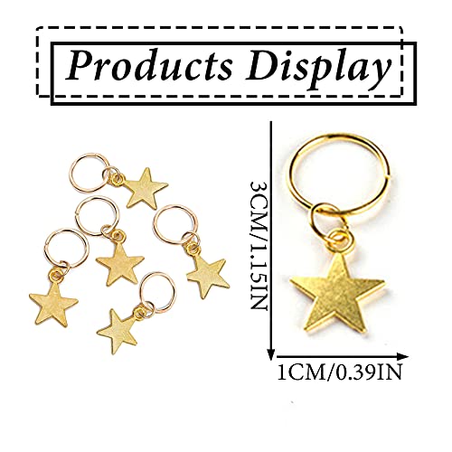 Naiska 12Pcs Gold Star Hair Braid Charm Five-Pointed Stars Pendant Dreadlock Clips Accessories Hair Jewelry For Women Braids Hair Accessories Braid #TOP2