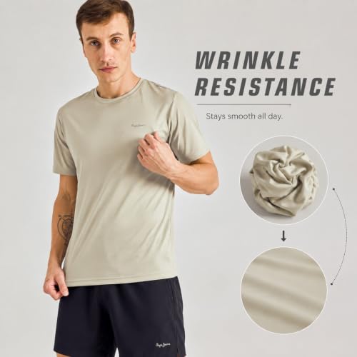 Image of Pepe Jeans Men's Solid Polyester Regular Fit T-Shirt | Lightweight Quick-Dry Athleisure Tee for Sports, Gym & Casual Wear | Moisture-Wicking Fabric | Round Neck | Short Sleeves | Active Comfort