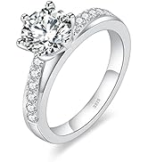 2CT Genuine Moissanite Solitaire Engagement Ring for Women,Round Cut D Color VVS1 Simulated Diamo...