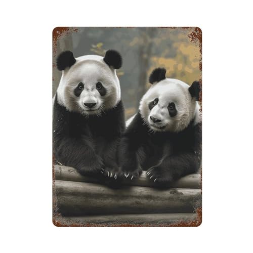 Tableau à suspendre en métal Two Big Pandas idéal pour bar et café