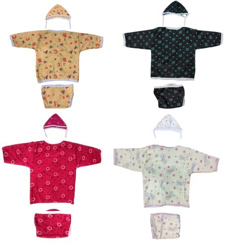 Image of TANGY Hosiery Newborn Baby Boy's and Baby Girls Jhabla Clothing Top Set(Pack of 4)
