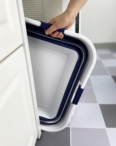 Image of SAMMART 42 (11 Gallons) Collapsible Plastic Laundry Basket, Foldable Pop Up Storage Container /Organizer, Space Saving Hamper, Portable Bin for Dorm Room Bathroom (1, White /Starry Blue)