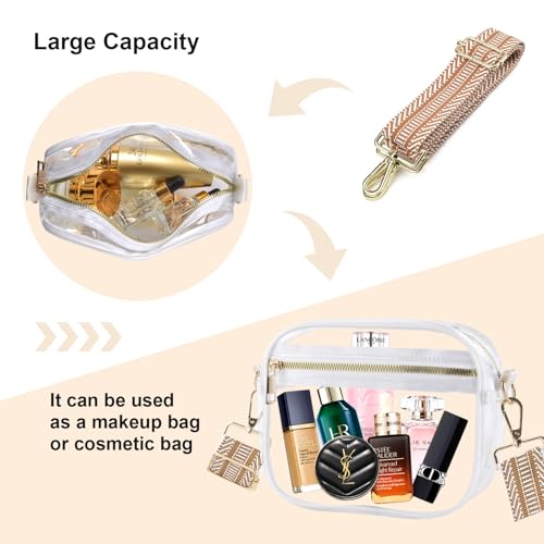 Image of Fibrdoo Clear Bag Stadium Approved, Leather Clear Crossbody Purse Bag for Concerts Sports Events Festivals