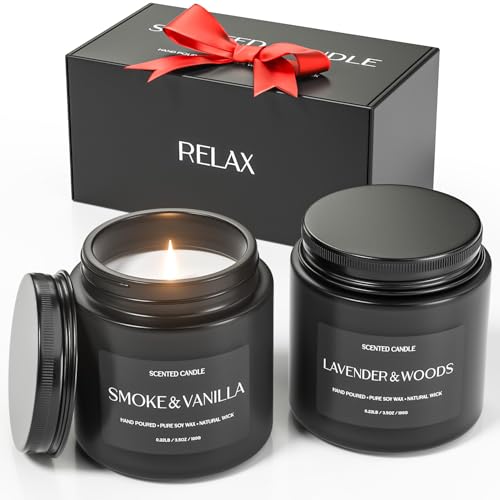 Waxcanpy Scented Candles for Men Soy Candle Gift Set Soy Candle Gifts for Men & Women 2 Pack Aromatherapy Candle Gift Set for Relaxing Stress Relief & Home Decor
