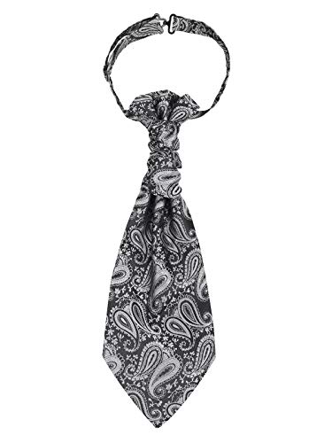 WANYING Vorgebunden Breite Plastron Krawatte Verstellbar mit Hakenverschluß Hochzeit Krawatte - Paisley Pattern Grau
