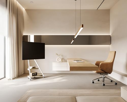 FITUEYES Design Mobile TV Stand on Wheels with 2 Shelfs for 32 43 55 65 Inchs Floor TV Stand Art Screen Angle ±15° Adjustable Height 946-1076,5mm Max. Load 40KG for Home, Lounge, Conference - Image 9