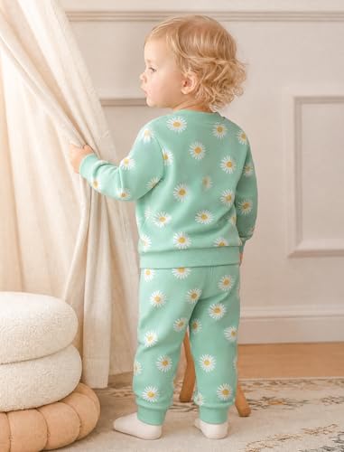 Image of Jecson Baby Girl Clothes Toddler Outfits Quilted Heart Sweatshirt & Jogger Pants Fall Winter Sweatsuit 2Pcs Sets 3M-4T