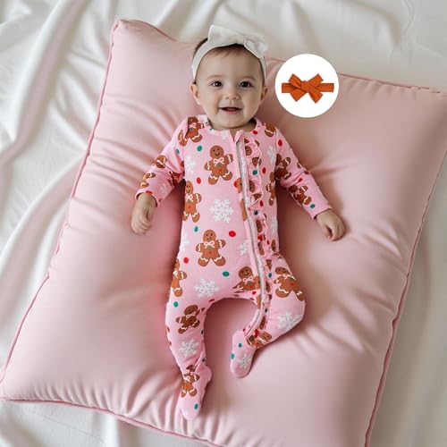 Image of Kuriozud Newborn Infant Unisex Baby Boy Girl Button Solid Romper Bodysuit One Piece Jumpsuit Outfits Clothes | Newborn Baby Girl Sleeper for Daily, Brithday, Halloween, Christmas, New Years, Valentines, St. Patrick's Day, Easter 0-9M