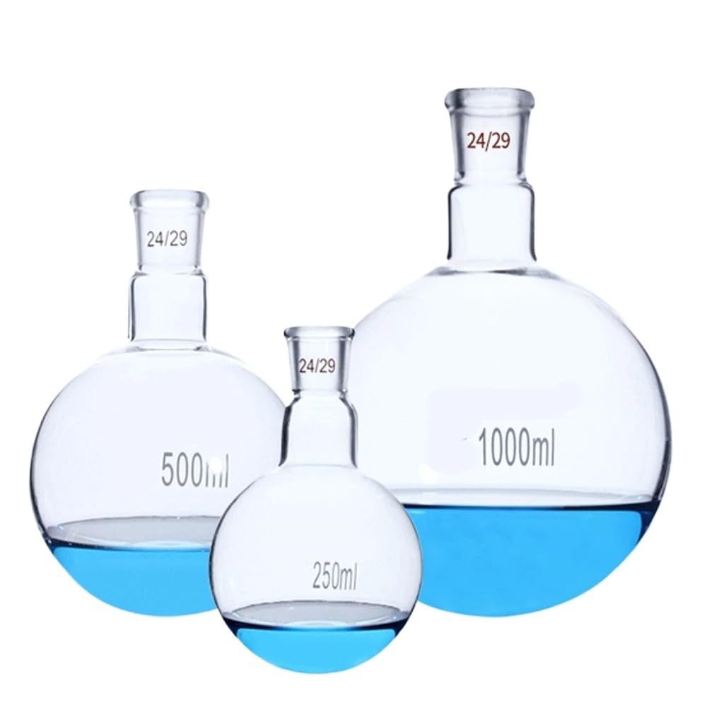 Matraz Erlenmeyer Graduado de Borosilicato, Matraz de vidrio de fondo redondo de 19/26, 24/29 y 29/32, junta estándar de 100/250/500/1000/2000 ml, cristalería de laboratorio for experimentos(500ml 24-