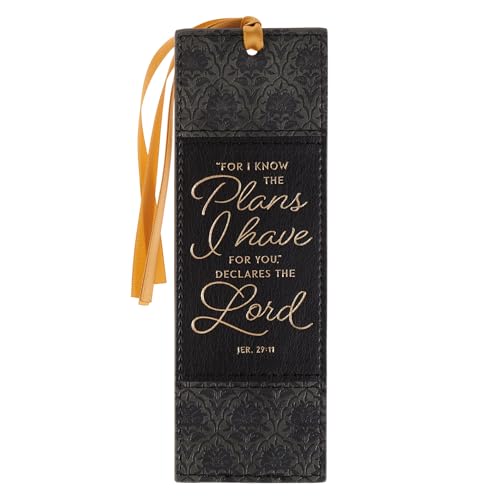 Image of Christian Art Gifts Premium Faux Leather Bookmark: I Know the Plans