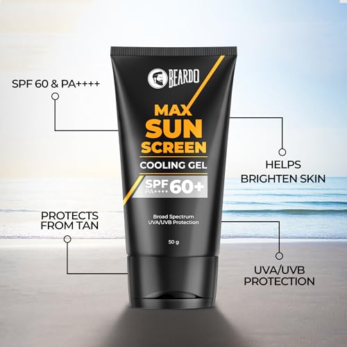 Image of Beardo Max Cooling Gel Sunscreen SPF 60+ PA++++|UVA /UVB Protection | No White Cast |Ultra Lightweight Texture | Non-Greasy |Sunscreen for Men