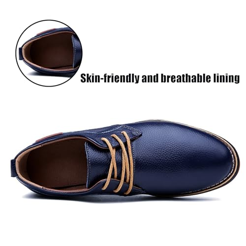 Men's Genuine Leather Hand Stitched Dress Oxfords Fashion Plain Toe Lace up Low Top Formal Business Office Derby Shoes Daily Non-Slip Soft Sole Casual Shoes4