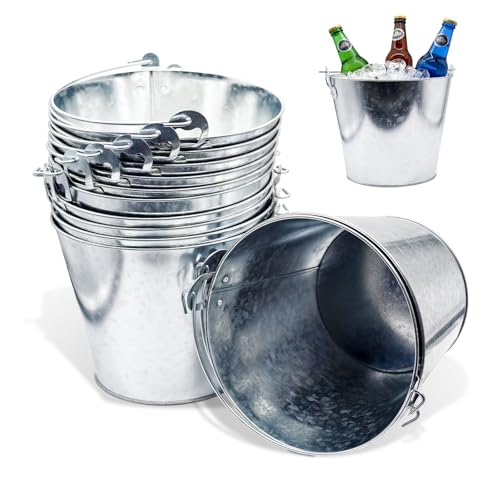 Amestar Metal Bucket, 5L, Silver - Galvanized Buckets with Handles