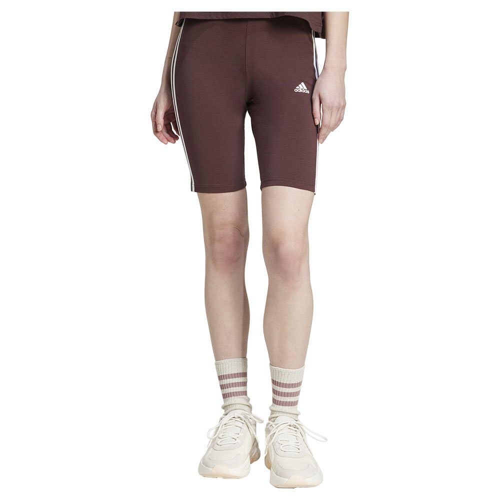 adidas Women's Essentials 3-Stripes Bike Shorts, Shadow Brown, S