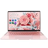 ESBOOKノートパソコン 【MS Office 2024搭載&Windows 11 Pro】14インチIPS液晶/1920×1080FHDディスプレイ カメラ付き/薄型PCノート高性能CPU/初期設定不要/8Gメモリ/無線LAN/大容量SSD/初心者向け・パソコンノート/日本語キーボードフィルム付き/ワイヤレスマウス付き(256G SSD, ローズゴールド)