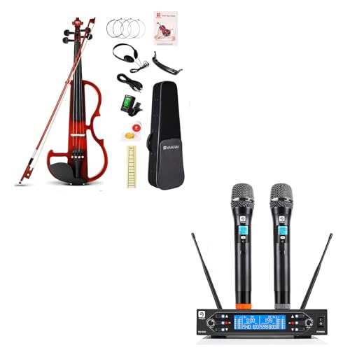 Vangoa Electric Violin 4/4 Full Size with Wireless Microphones