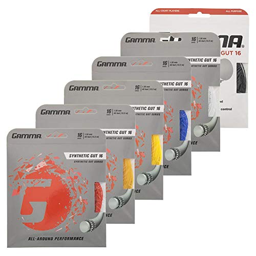 Gamma Synthetic Gut 16g White Tennis Racquet String (6 Sets)
