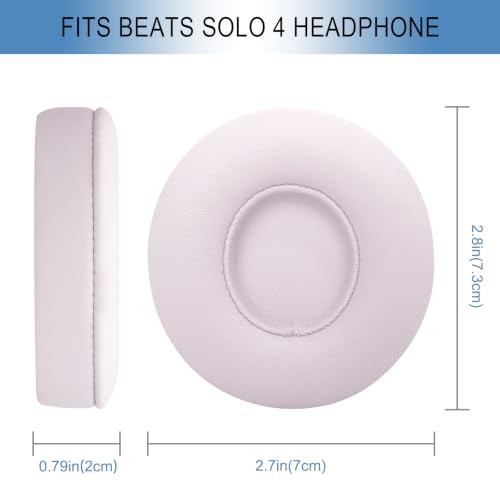 Image of GEVO Ear Pads Replacement for Beats Solo 4 Wireless On-Ear Headphones, Earpads Ear Cushions for Solo 4 with Soft Protein Leather, Stronger 3M Adhesive (Cloud Pink)