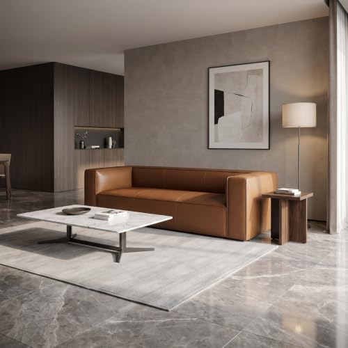 Image of Faux Leather Sofa, 92.5 inch, Modern Curved Luxury Couch for Living Room | 2026 New Luxury Curved Faux Leather Sofa with High-Stretch Upholstery, Ultra-Soft Comfort and Vintage-Inspired Style