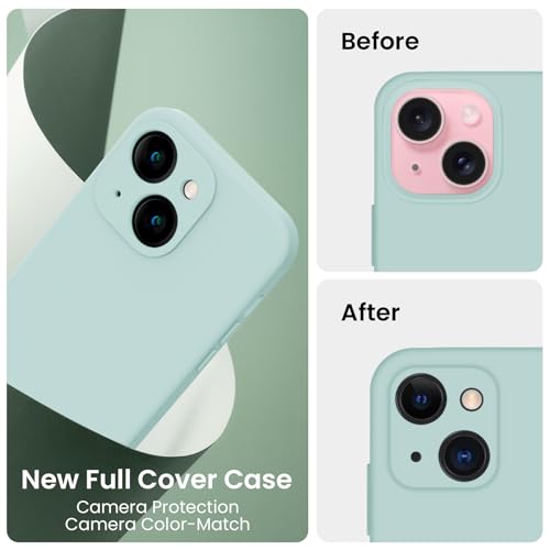 Image of FireNova Designed for iPhone 15 Case, Silicone Upgraded [Camera Protection] Phone Case, Soft Anti-Scratch Microfiber Lining Inside, 6.1 inch, Mint Green
