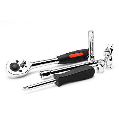 Maxpower 42-Piece 1/4" & 3/8" Dr. Socket Wrench Set - Metric + Sae - With Included Sockets, Ratchet Handle, Extension Bars, Universal Joint, Adapter, Spinner Handle, And Carrying Case #TOP1