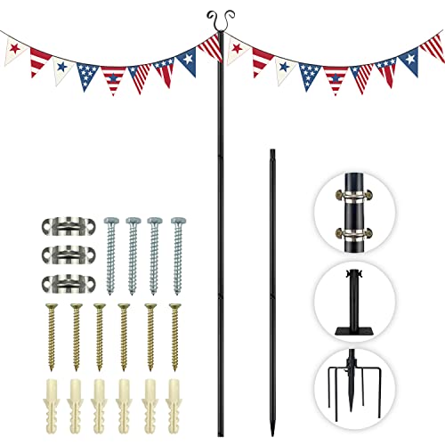 Urban Deco Neue Upgrade-Lichterkette Stangen, 4 Zinken, Weihnachtslicht-Hängestange, tragbare Flaggenmast für Hof, wetterfeste Stangen für den Außenbereich, schwarze Weihnachtslichterstange (1 Stück) Cover