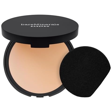 bareMinerals Barepro 24HR Skin-Perfecting Powder Foundation, Matte Pressed Powder Foundation Full Coverage with Plant-Based Squalene, Oil Control, Vegan - Fair 15 Neutral Cover