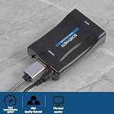 Konwerter Scart na HDMI, adapter Scart na HDMI 720P 1080P Upscaler jednokierunkowe wejście SCART do wyjścia H-DMI z kablem zasilającym USB do dekodera DVD, VHS, monitora telewizyjnego, projektora