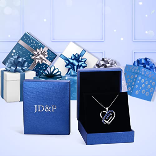 JD&P Infinity Love Paperclip Silver Tone Heart Necklace for Women Girls, September Zircon Birthstone Pendant Jewelry Christmas Birthday Gifts for Mom Daughter Friends - Image 6