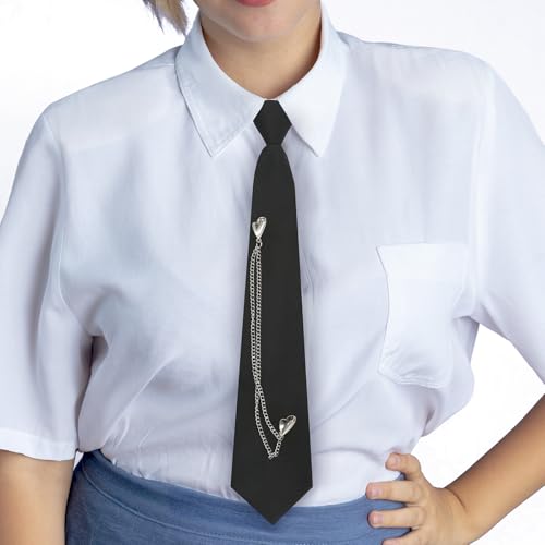 Image of LJBFNN Pre-Tied Ties for Women with Metal Chain, Uniform Shirt Accessory