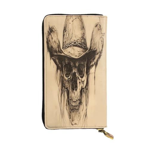 mysterious skeleton Premium Leather Wallet with Metal Zipper, Multiple Card Slots Cash Pockets, ideal Gift for Her or Him