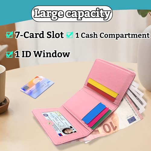 Woman Wallets, Leather Trifold Card Wallets Multifunction Rfid Blocking Wallet Slim with Snap for Storing Cash Credit Card (Light blue)4