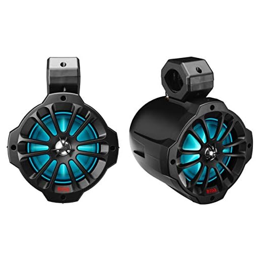 BOSS Audio Systems B62RGB ATV UTV Weatherproof Waketower Speaker System - Amplified, 750 Watts Per Pair, 6.5 Inch Speakers, Full Range, 2 Way, Bluetooth, RGB Led Illumination, IPX5 Weatherproof, Sold