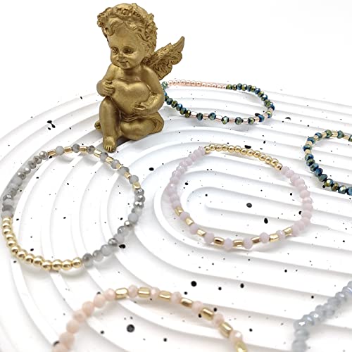 Srobenz 35Pcs Delicate Boho Beaded Bracelets Multi Layer Versatile Statement Bracelets Stackable Stretch Cuff Sparkly Glass Crystal Beads Bracelets thumb #5
