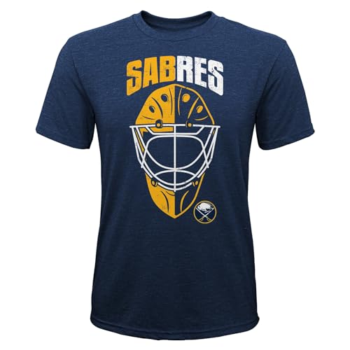 Outerstuff NHL Buffalo Sabres Boys Youth MASK Made Short Sleeve Triblend Short Sleeve Tee, Ages 8 to 20