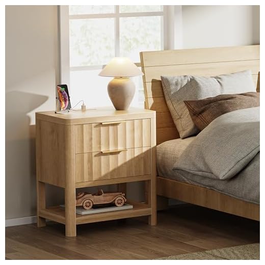 Tall Night Stands with USB Charger Set