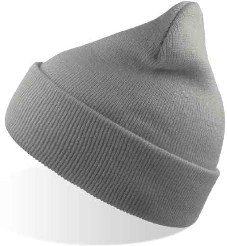 COOZO Unisex Wind Beanie with Turn Up Double Skin - Light Grey - One Size