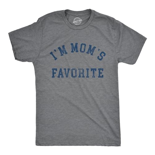 Mens Im Moms Favorite T Shirt Funny Family Sibling Children Joke Tee for Guys Funny T Shirts Cool Sarcastic Short Sleeve Novelty Tees for Guys Dark Grey L