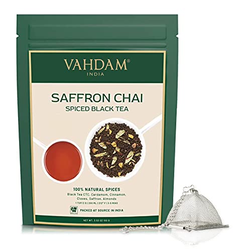 Vahdam, Saffron Masala Chai(100G) + Pyramid Tea Infuser #TOP28