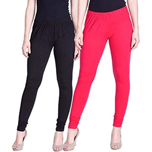 Image of Cotton Lycra Soft Stretchable Women's Multi Color Leggings, Pack of 2 - S,M,L,XL,2XL