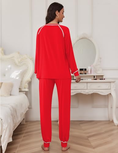 Image of Ekouaer Pajamas Set for Women Soft Comfy Pjs Sets Long Sleeve Sleepwear Loungewear S-XXL