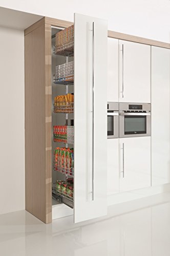Dispensa MAXIMA II, chiudibile ed estraibile, leggera, dimensioni: 1710 mm - 1910 mm, con 5 cestini., Silver, Cabinet Width(External): 300mm(264mm)